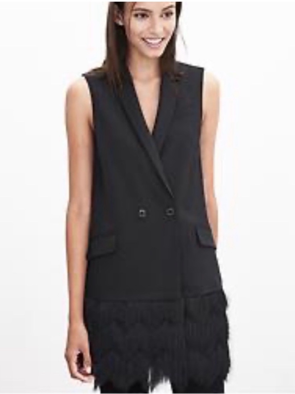 Banana Republic Monogram Black Sleeveless Blazer Vest Dress NWT!